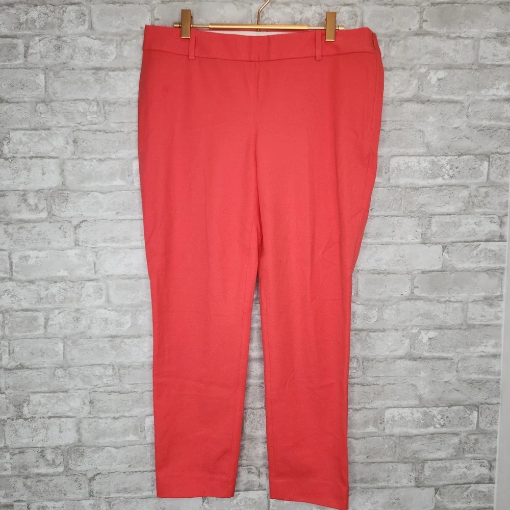 J. Crew Ankle Pants Orange Coral Stretch Cotton Professional 10